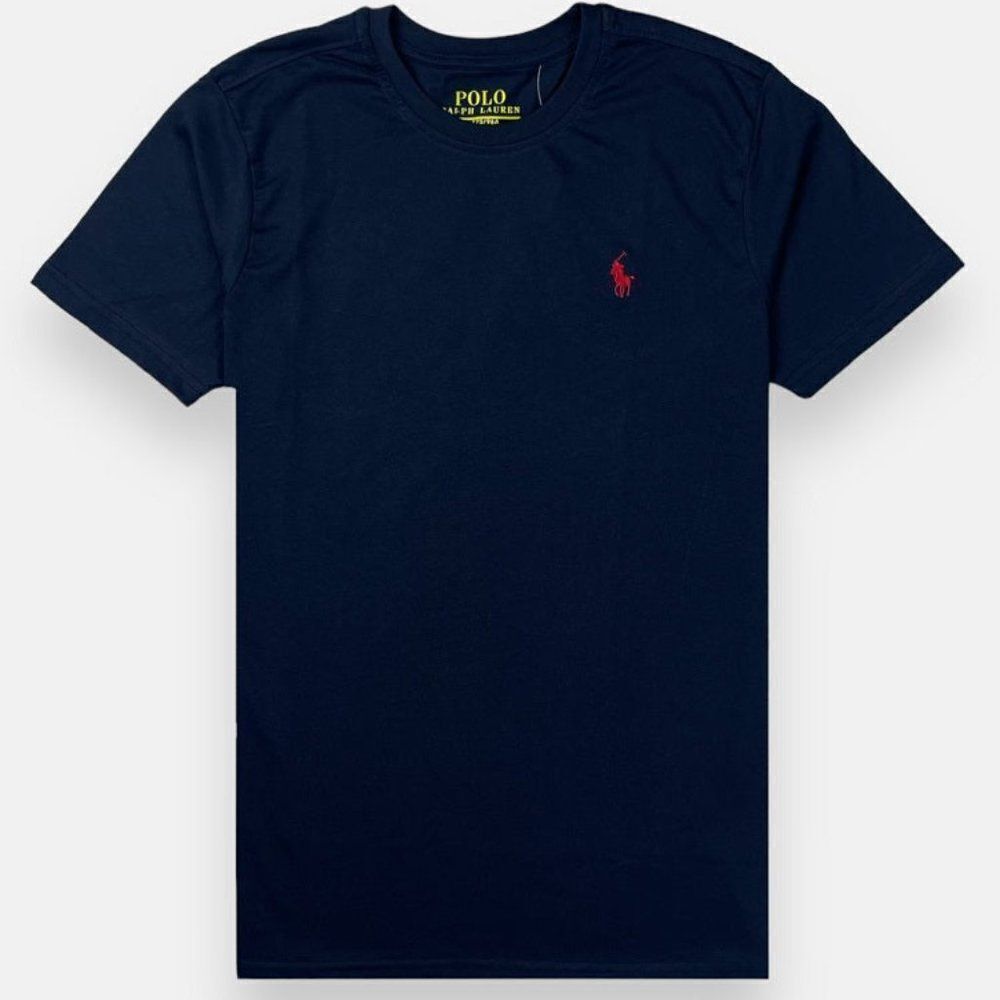 Polo Ralph Lauren Men Navy Blue Cotton Short Sleeve Slim Fit T-Shirt Size Medium
